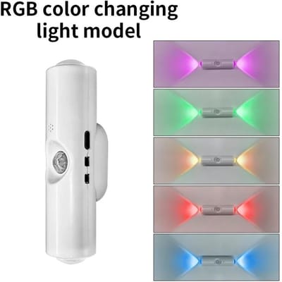 2 STUKS Oplaadbaar Magnetisch LED Nachtlampje RGB Zonsondergang Lamp Draadloze Wandlamp Met Bewegingssensor Voor Trap Kast Gang Kamer Decoratie 1PCS(RGB Color)