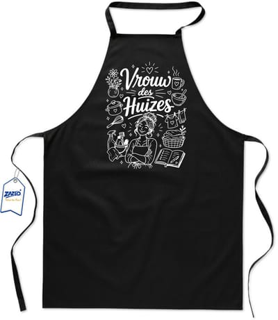 Basics - Unisex Schort - kookschort - keukenschort - BBQ schort - 65 x 90 cm - 100% katoen - vrouw des huizes - zwart
