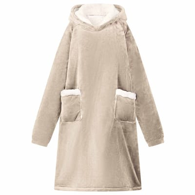 vidaXL Deken hoodie Beige M Fleece en Flanel