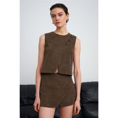 Korte Nepleer Knopen Gilet