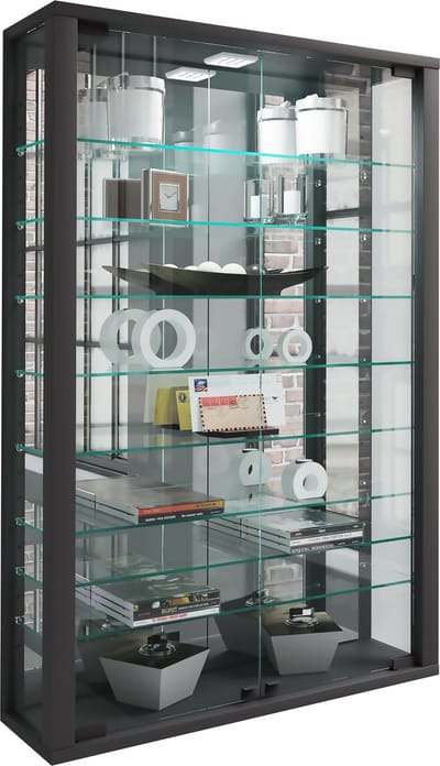 Wandvitrinekast Hangende vitrinekast Vitrosa minispiegel van glas
