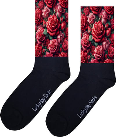 Rozen - Opkikkertje - Roos - Grappige sokken - Valentijn cadeau - Verjaardag cadeau - Kerst cadeau - Grappige sokken - Leuke sokken - Vrolijke sokken - Kerst sokken - Vaderdag - Moederdag - Socks maken Happy - 37-44