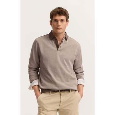 Bugatti Herren Sweatpoloshirt met drukknopen