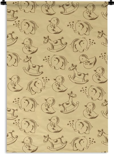 Wandkleed - Wanddoek - Speelgoed - Dieren - Hobbelpaard - Patroon - 60x90 cm - Wandtapijt
