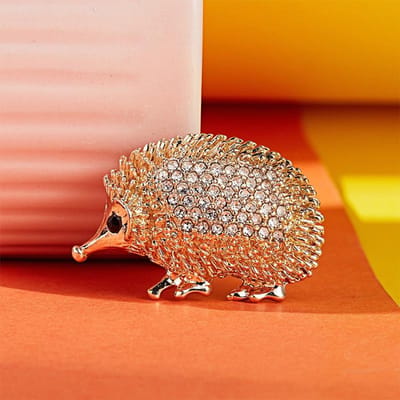 Mode Schattige Goudkleur Strass Egel Broche Voor Dames Kledingaccessoires Corsage Broches Cadeau brown