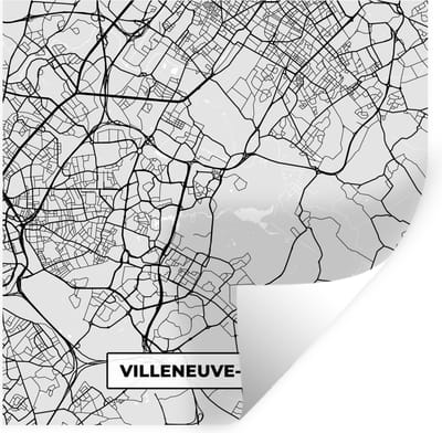 Muurstickers - Sticker Folie - Kaart - Stadskaart - Villeneuve-d'Ascq - Plattegrond - Frankrijk - 100x100 cm - Plakfolie - Muurstickers Kinderkamer - Zelfklevend Behang XXL - Zelfklevend behangpapier - Stickerfolie