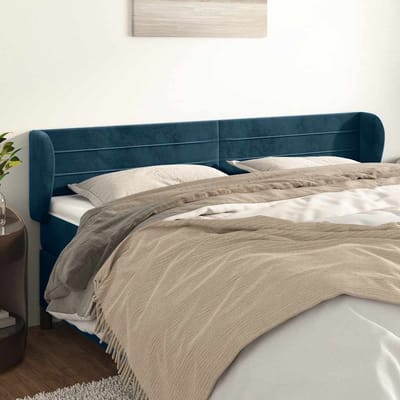 vidaXL - Hoofdbord - met - randen - 163x23x78/88 - cm - fluweel - donkerblauw