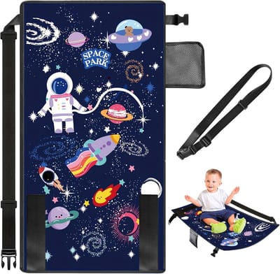 Vliegtuig Stoelverlenging - Voetsteun Vliegtuig Kinderen - Comfortabel Reizen - Draagbaar en Compact - 79x44 cm - Blauw