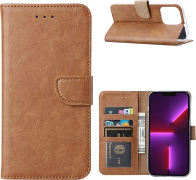 Hoesje Geschikt voor iPhone 14 Pro portemonnee Bookcase – Bruin