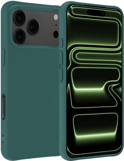 Hoesje Geschikt voor iPhone 17 Pro / 18 Pro - Sterk & Shockproof - Hoes Cover - Siliconen Case - Donkergroen