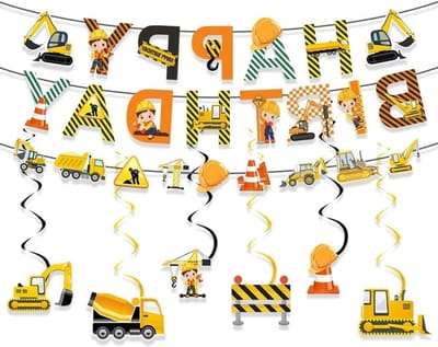 Verjaardagsdecoratie voor jongens met tractor thema, herbruikbare slinger en feestbanner, vrolijke versiering voor kinderen