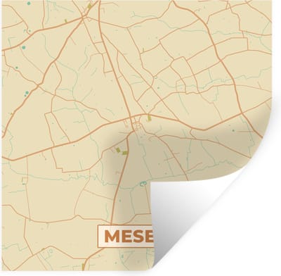 Muurstickers - Sticker Folie - Kaart - Plattegrond - Mesen - Stadskaart - België - 100x100 cm - Plakfolie - Muurstickers Kinderkamer - Zelfklevend Behang XXL - Zelfklevend behangpapier - Stickerfolie