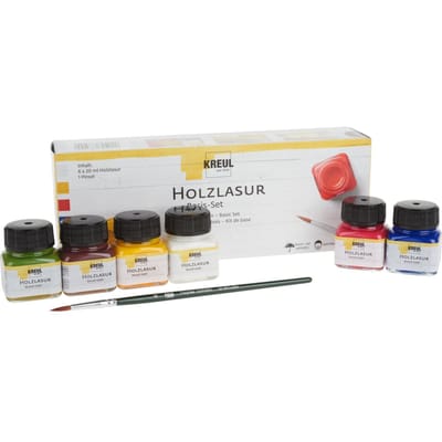 KREUL Houtglazuur  "Basisset", 6 kleuren à 20 ml