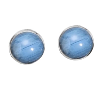 Magneet oorbellen- Zanelli -blauw- zilverrand- 13 mm- geen gaatje- Charme Bijoux