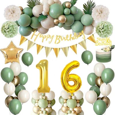FeestmetJoep® 16 jaar verjaardag versiering & ballonnen - Goud & Groen