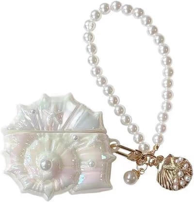 AirPods 3 hoesje - Hoofdtelefoon bescherming - Dagelijks gebruik - Parel polsketting - 711 x 61 cm - Schelp