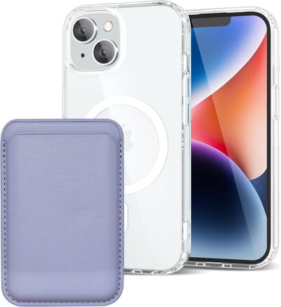 Shockproof Anti Shock Back Cover Hoesje Compatibel met MagSafe Geschikt voor: Apple iPhone 13 met Magnetische Pasjeshouder - Paars