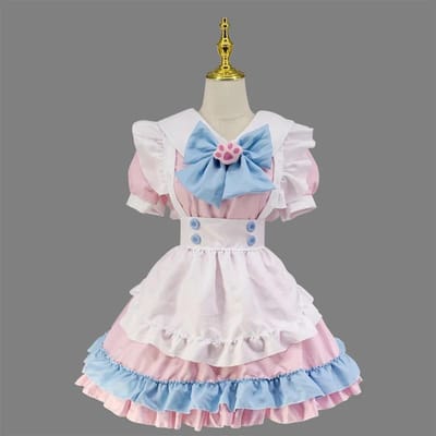 Hoge Kwaliteit Lolita Jurk Schattig Roze Ruches Meisjes Outfit Kawaii Strik Kattenpoot Japanse Meisje JK Cosplay Kostuums S-5XL Dagelijks M roze