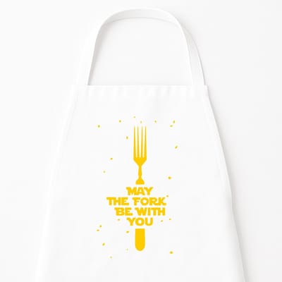 Keukenschort “May the fork be with you” | Grappig Kerstcadeau & Sinterklaas | Wit