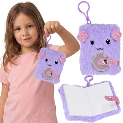 Axolotl, pluche sleutelhanger, MINI notitieboekje met gladde bladzijden, notitieboekje – 2in1 hanger
