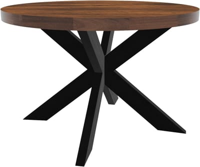 Eettafel Rond - Eettafel Mangohout - Gezellig Tafelen - Stoer Industrieel Design - 120cm Diameter - Bruin
