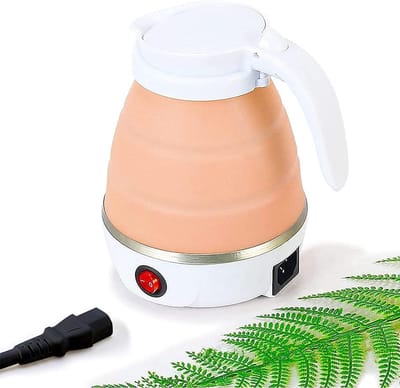 Opvouwbare Waterkoker - Reis Waterkoker Kookpot - Warm Water Meenemen - Snelle Kooktijd 5 Minuten - 0.6 Liter - Bruin