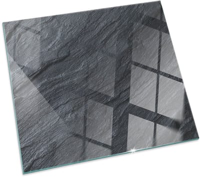Tulup Kachel Vloerplaat - Steenoppervlaktetextuur Vloerplaat Voor Houtkachel - 50 cm x 50 cm - Zwart Vloerplaat Voor Kachel - Vierkant Kachel Vloerplaat - Onderplaat Kachel - Plaat Voor Onder Houtkachel - Plaat Onder Houtkachel