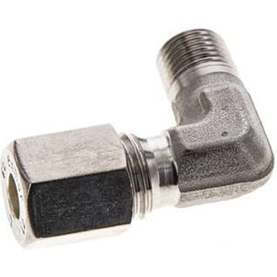 6L & M10x1 (con) RVS L-Vorm Knelfitting Buitendraad 315bar ISO 8434-1