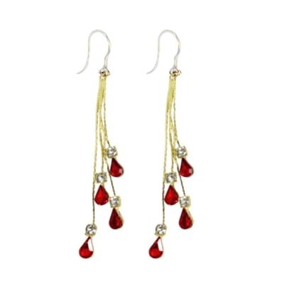 Allergie vrije- Oorbellen- Livia- Rood- Goudkleurig- Charme Bijoux
