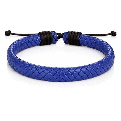 Leren armband Heren Blauw Verstelbaar Gevlochten leer
