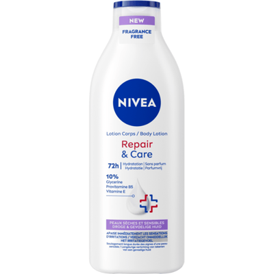NIVEA Repair & Care Sensitive Body Lotion - 10% Glycerine + Panthenol - Barrière Crème voor Gevoelige en Jeukerige Huid - 400ml