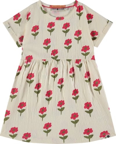 Stains and Stories girls dress short sleeve Meisjes Jurk - off white - Maat 98