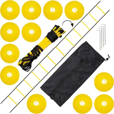 Bramble – Trainingsmaterialen Set – Loopladder 6m, 10 Markeringshoedjes & 4 Haringen – Met Draagtas