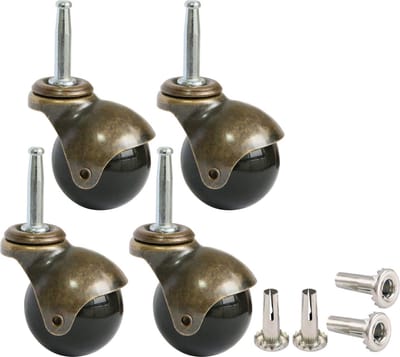 Set van 4 Meubelwielen - transportwielen - 50mm - Zwenkwiel - 30kg Draagvermogen - Hoogte 64mm