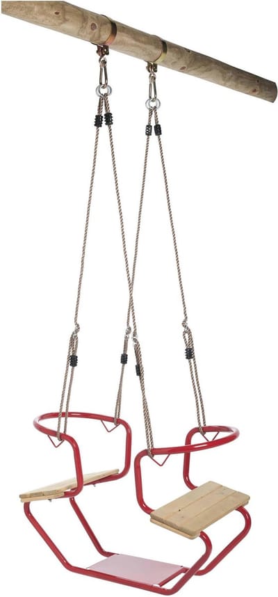 Schommel duozit metaal+hout rood