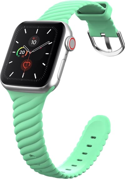 By Qubix - Geschikt voor Apple Watch bandje - Siliconen 'Twist' bandje - Zee groen - Geschikt voor Apple Watch 44mm / 45mm / 46mm / 49mm (Ultra 1,2 en 3) - Smartwatch bandje