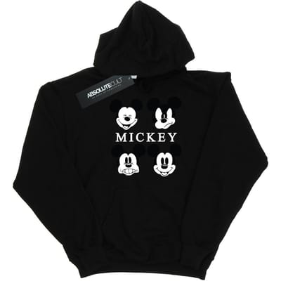 Disney Heren Mickey Mouse Vier Hoofden Hoodie (Zwart)