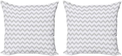 ABAKUHAUS kussenhoes – 2x45x45 cm – Zigzag, dubbelzijdig bedrukt, microvezel – lichtgrijs