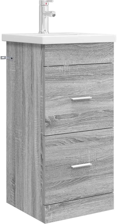 vidaXL - Badkamer - Vanity - met - Wastafel - Grijs - Sonoma - 42 - x - 40 - x - 84,5 - cm