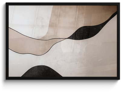 Poster in lijst - Fotolijst 90x60 cm - Posters - Contourlijnen - Abstracte landschap - Posterlijst zwart - Decoratie - Wanddecoratie woonkamer - Muurdecoratie slaapkamer