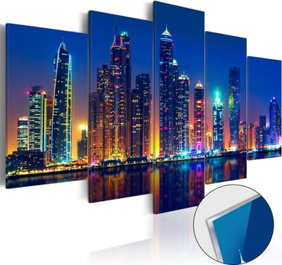 Schilderijen Op Canvas - Afbeelding op acrylglas - Nights in Dubai [Glass] 200x100 - Artgeist Schilderij