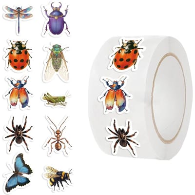 500 Stuks Rol Leuke Insecten Stickers Scrapbooking Journaling Benodigdheden Spin Bij Mier Decor Envelop Afsluiting Tape Kinderen Beloningen