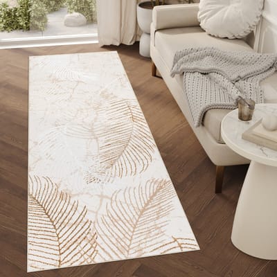 Tapiso Crystal Loper Tapijtloper Beige Licht Laagpolig Kleed Vloerkleed Maat- 70x100