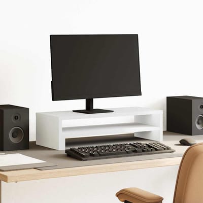 vidaXL - Monitorstandaard - 54x22x15 - cm - bewerkt - hout - wit