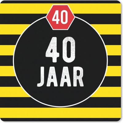 Muismat 20x20 cm - Mousepad Feest - 40 Jaar - Decoratie - Muismatten