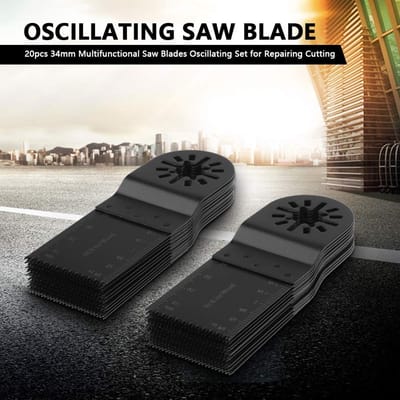 Dailygoods- Oscillerende Lam Set van 20 Stuks - Zaagbladen Multitool - Hoog Koolstofstaal - Tandbreedte 34 mm - Totale Lengte 94 mm - Schokbestendig