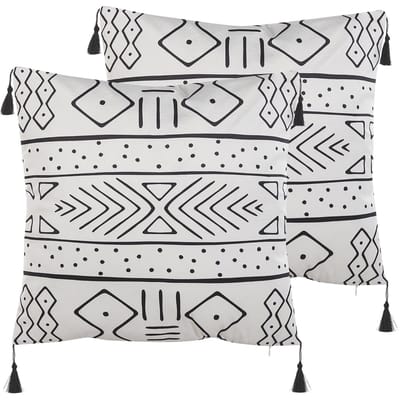 SCHEFFLERA - Sierkussen set van 2 - Wit - 45 x 45 cm - Fluweel