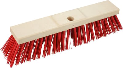 Bezemkop - Elaston - rood - hout - hard/extra stevig - 40 cm - 24mm - straatbezem/buitenbezem