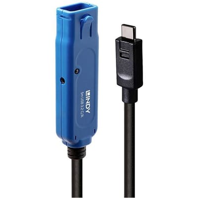 LINDY 43380 USB-kabel USB 3.2 Gen1 USB-A bus, USB-C stekker 5.00 m Zwart/blauw