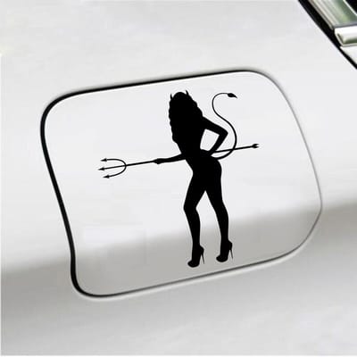 Bumpersticker - Vrouw Duivel - 14 X 13 - Zwart